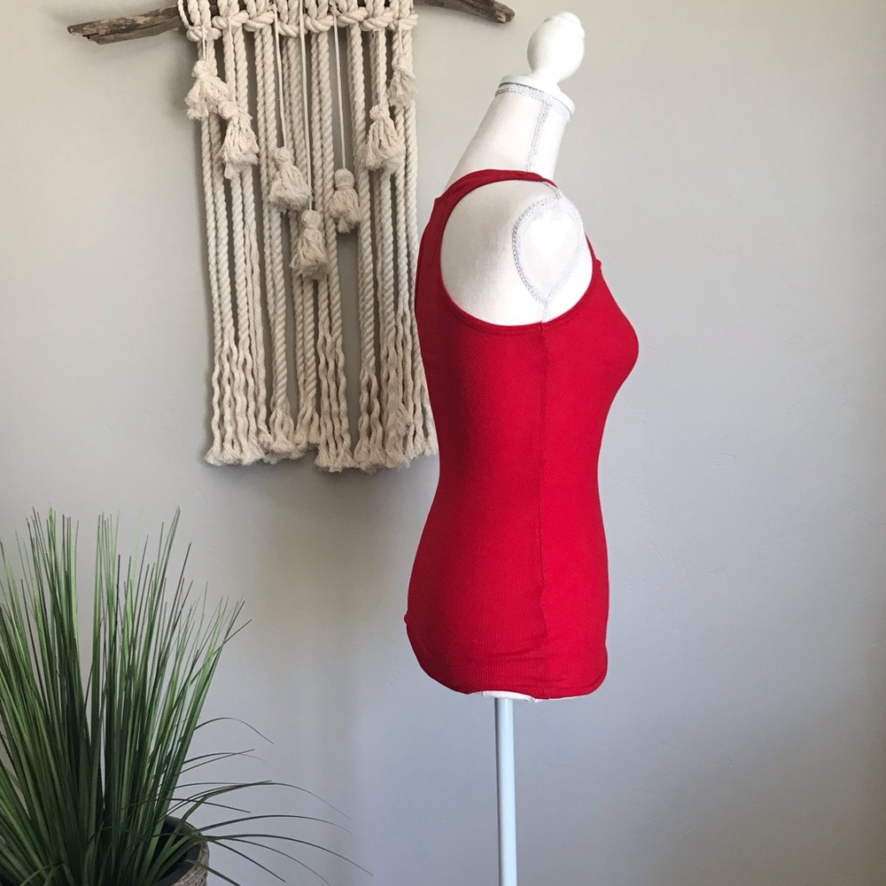 Red Ribbed Tank - Picture 2 of 4